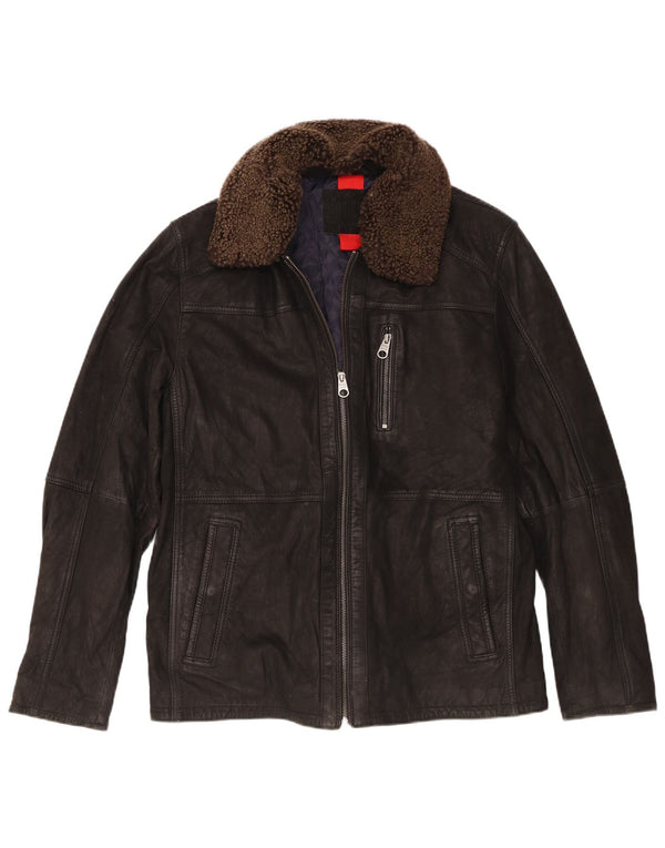 Giacca in pelle vintage da uomo UK 40 grande nera