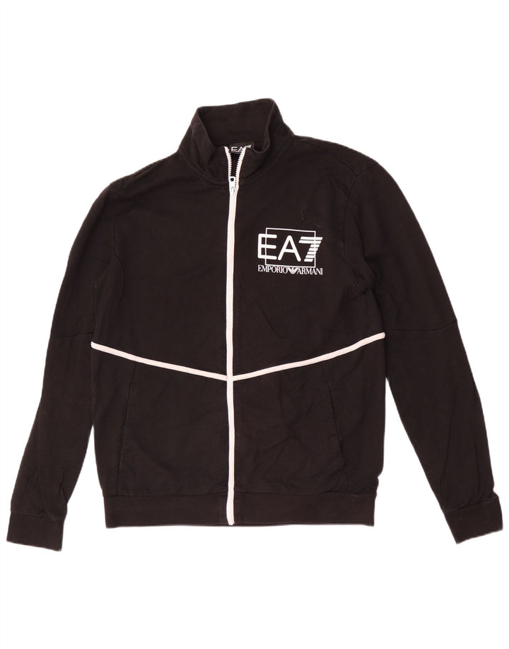 Giacca da tuta grafica da uomo Emporio Armani in cotone nero medio