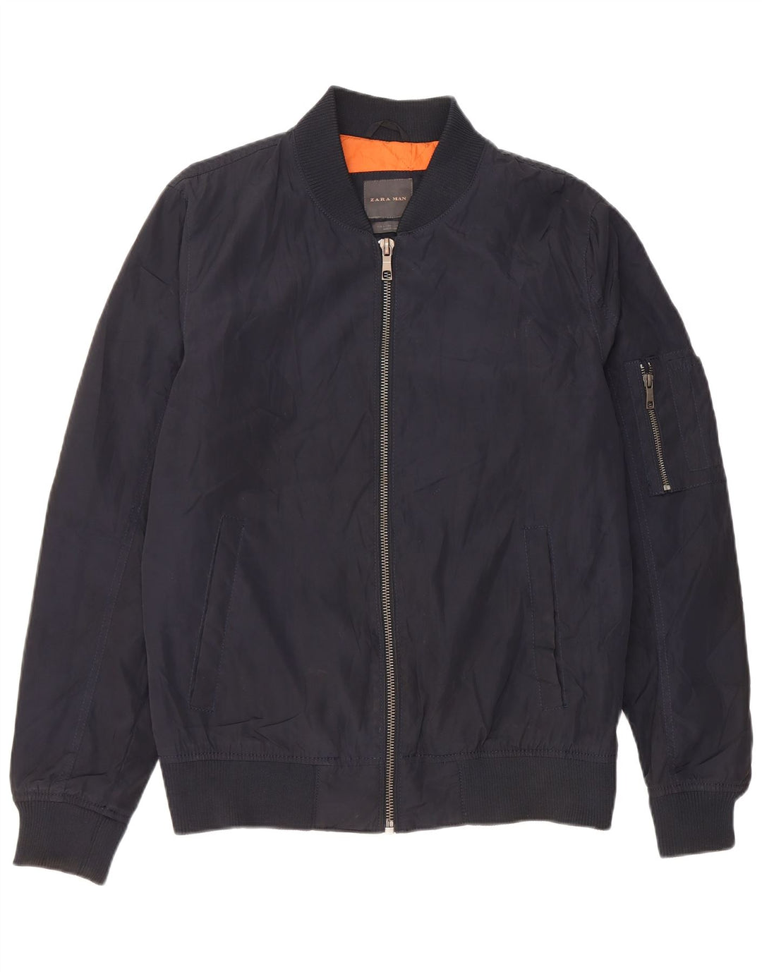Giubbotto bomber da uomo Zara UK 40 grande poliestere blu navy