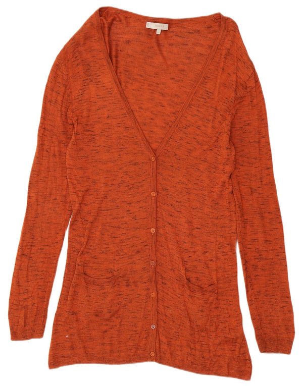 Maglione cardigan lungo da donna Hobbs UK 12 Viscosa screziata marrone medio