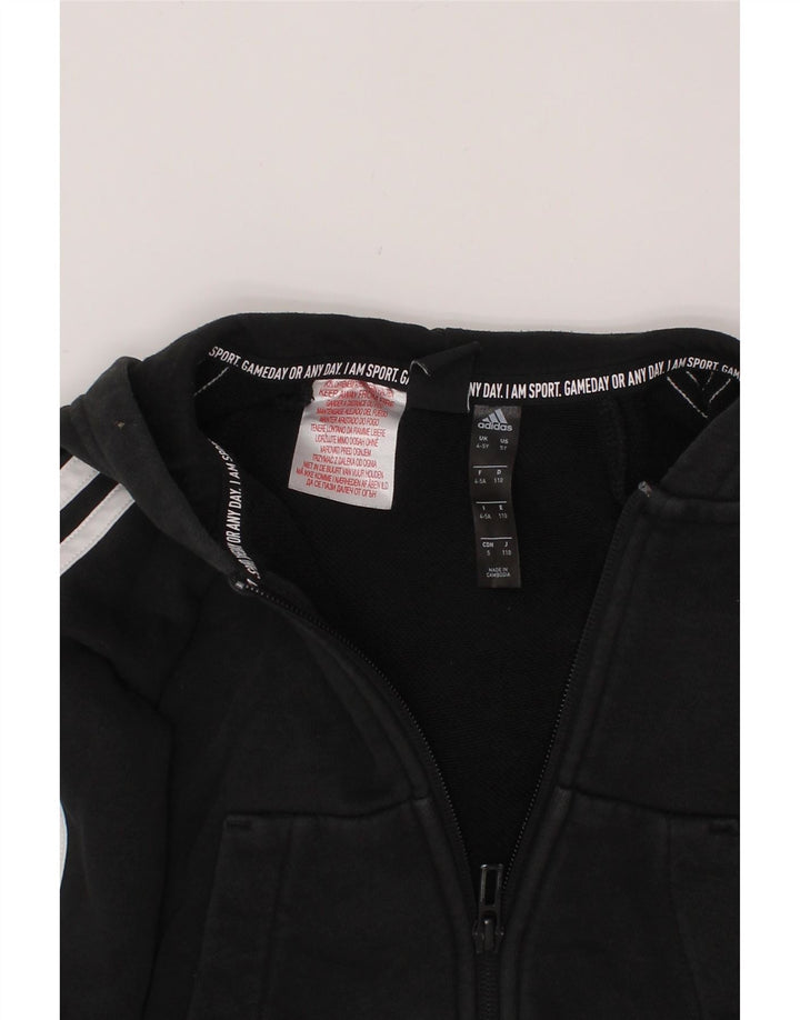Maglione con cappuccio e zip ADIDAS per ragazzi 4-5 anni in cotone nero