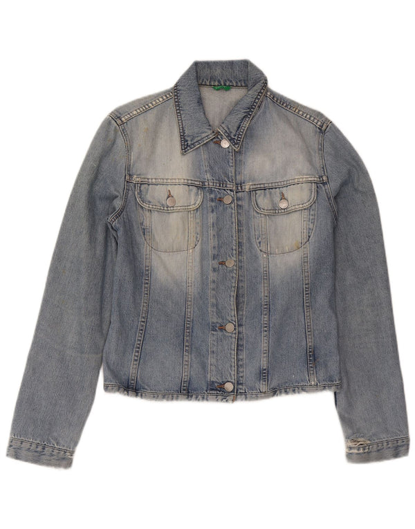 Giacca in denim da donna Benetton UK 12 cotone blu medio