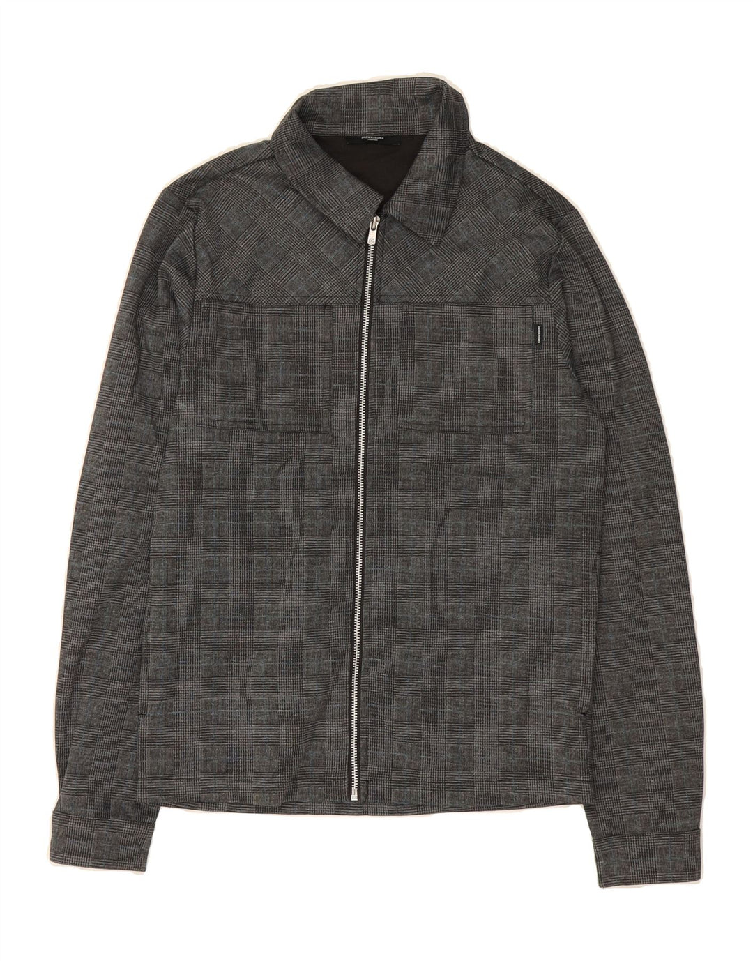 JACK & JONES Mens Bomber Jacket UK 10 Small Grey Check Polyester Vintage Jack & Jones and Second-Hand Jack & Jones from Messina Hembry 