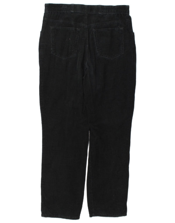 Pantaloni di velluto a coste a vita alta da donna Marks & Spencer UK 10 Small W27 L27 Bla
