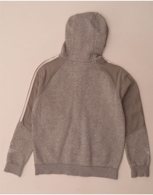 Felpa con cappuccio con zip grafica Adidas da ragazzo 12-13 anni in cotone grigio