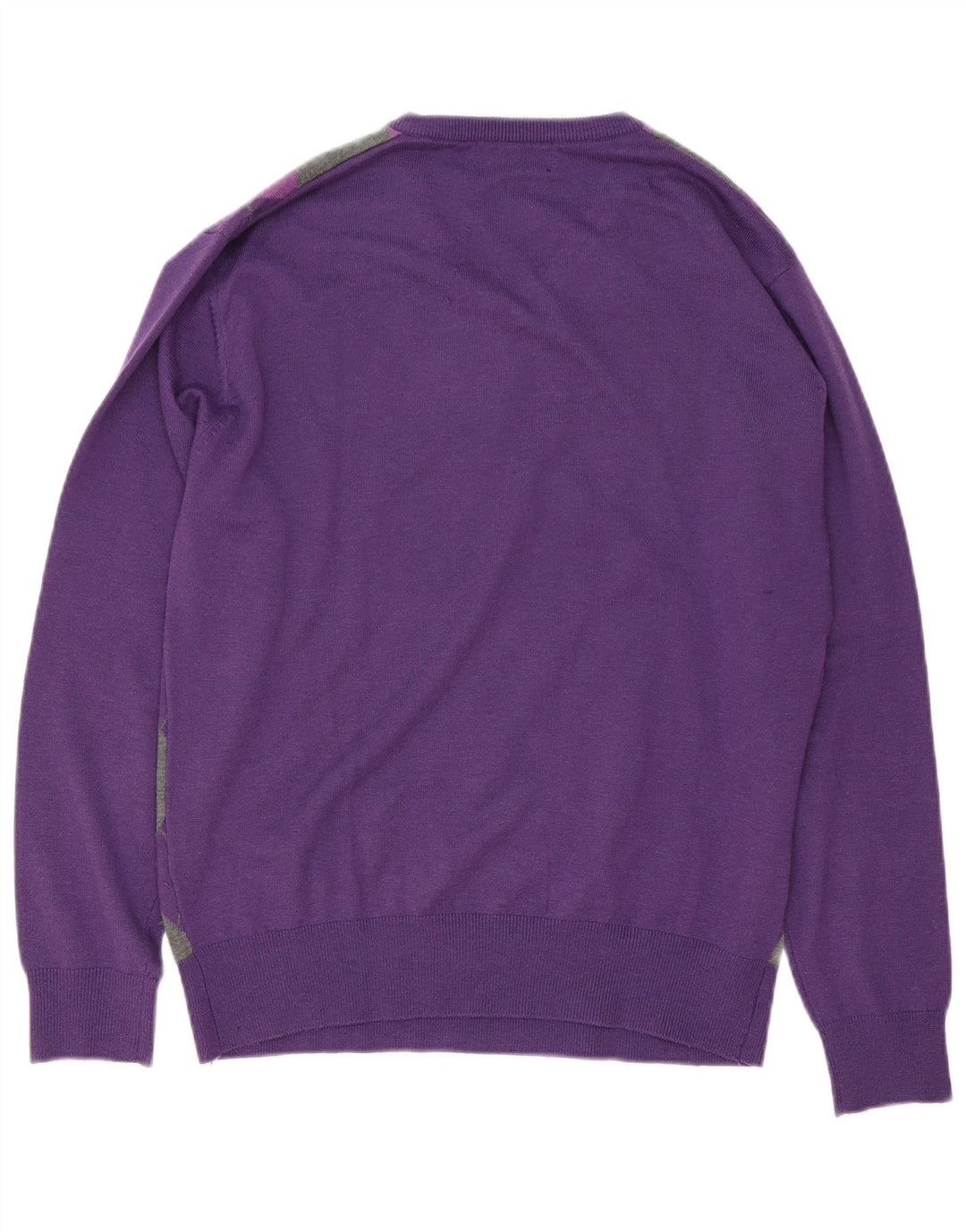 Maglione da uomo con scollo a V New Sensation, grande lana a rombi/diamante viola