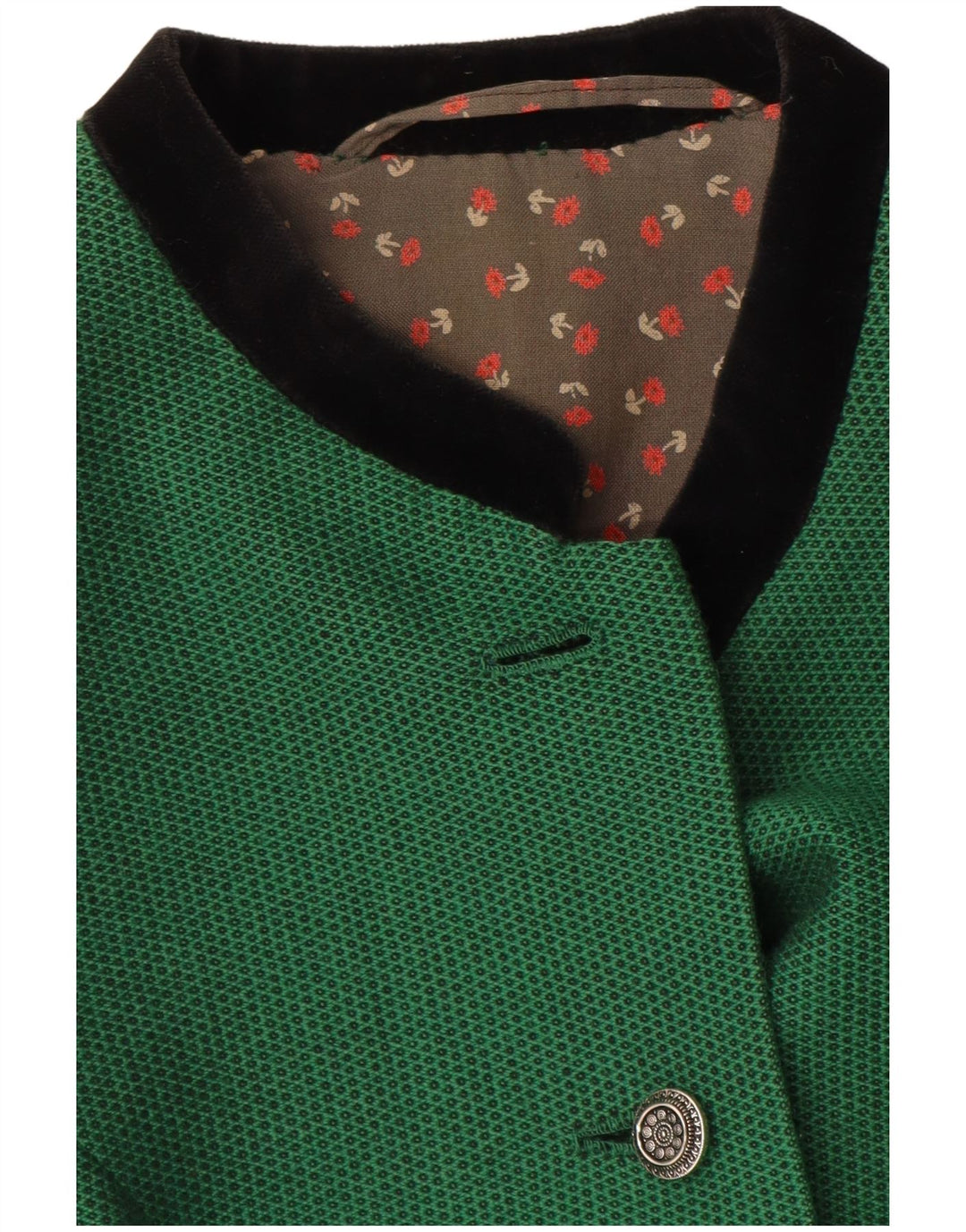 Giacca blazer vintage da donna a 5 bottoni UK 8 piccola verde maculata