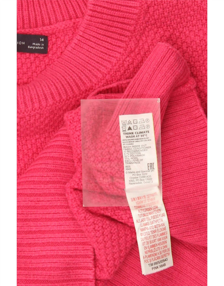Maglione da donna Marks & Spencer corto con collo alto UK 14 grande rosa