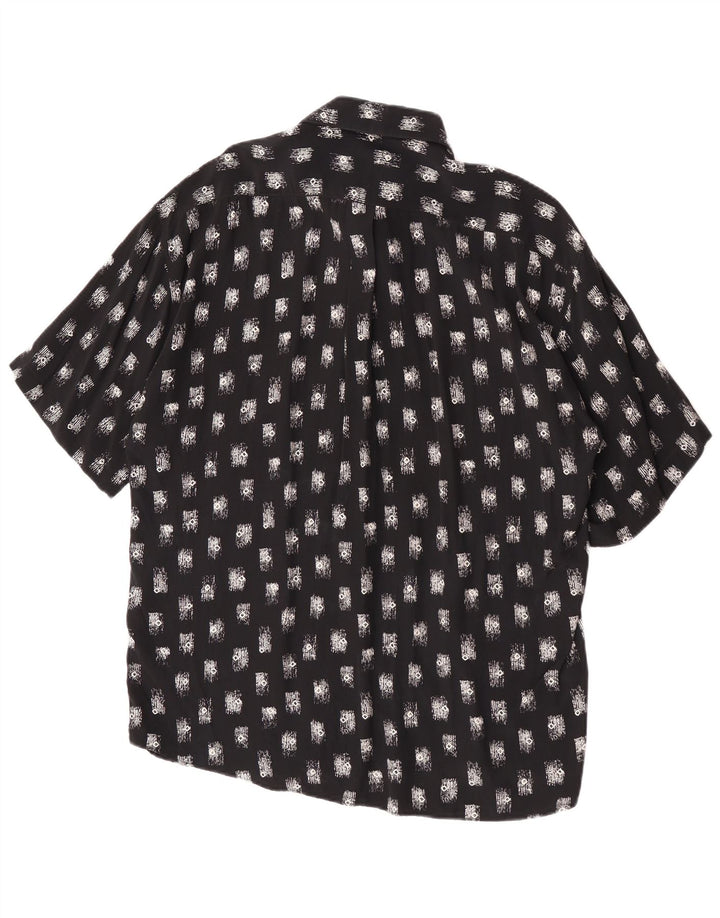 Tipo' S Camicia a maniche corte da uomo con motivo astratto Large in viscosa nera