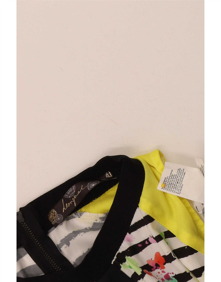 Desigual Donna Camicetta senza maniche Top UK 12 Poliestere a righe bianche medie