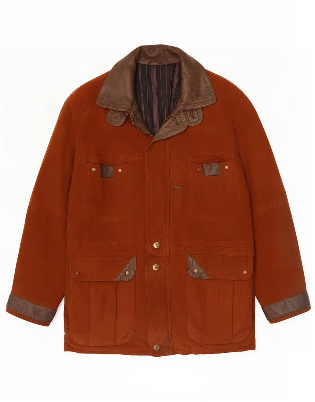Giacca utility da uomo in pelle scamosciata Maddox IT 52 XL Colorblock marrone