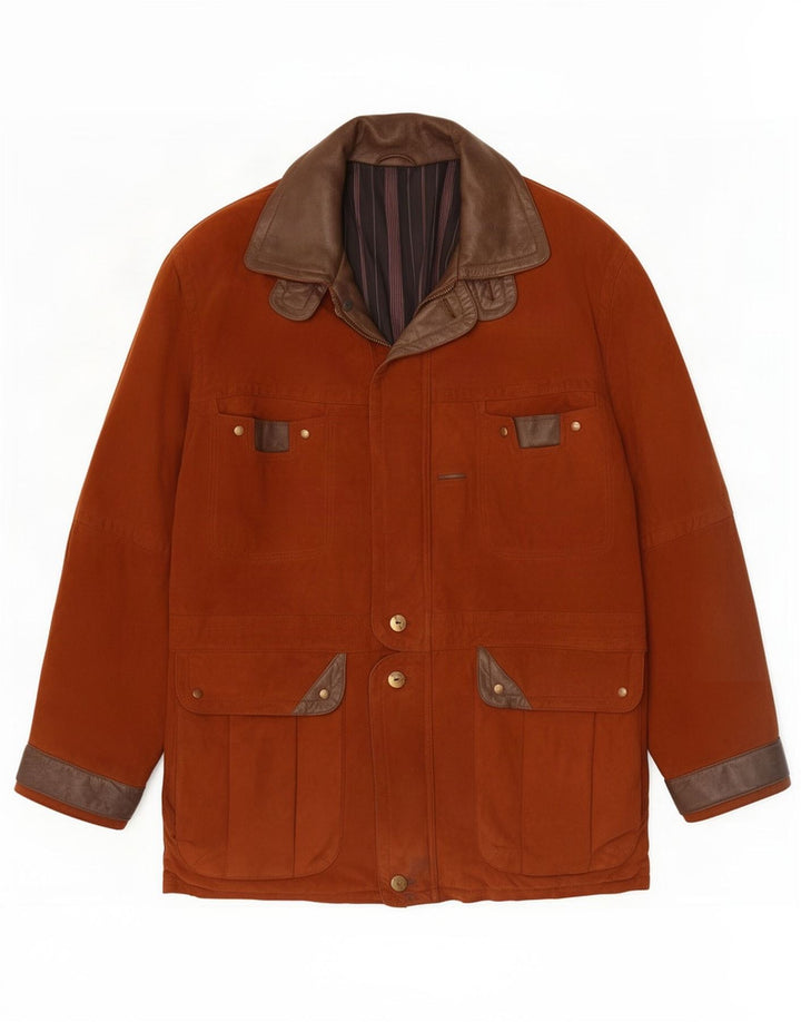 Giacca utility da uomo in pelle scamosciata Maddox IT 52 XL Colorblock marrone