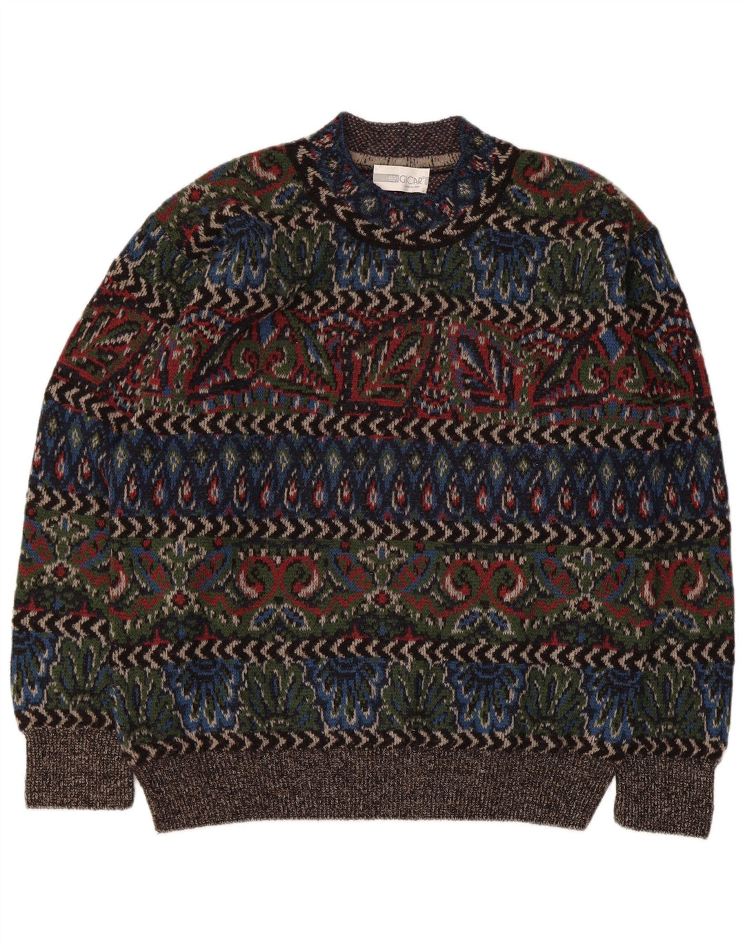 Maglione da uomo vintage con collo dolcevita, grande lana geometrica multicolore