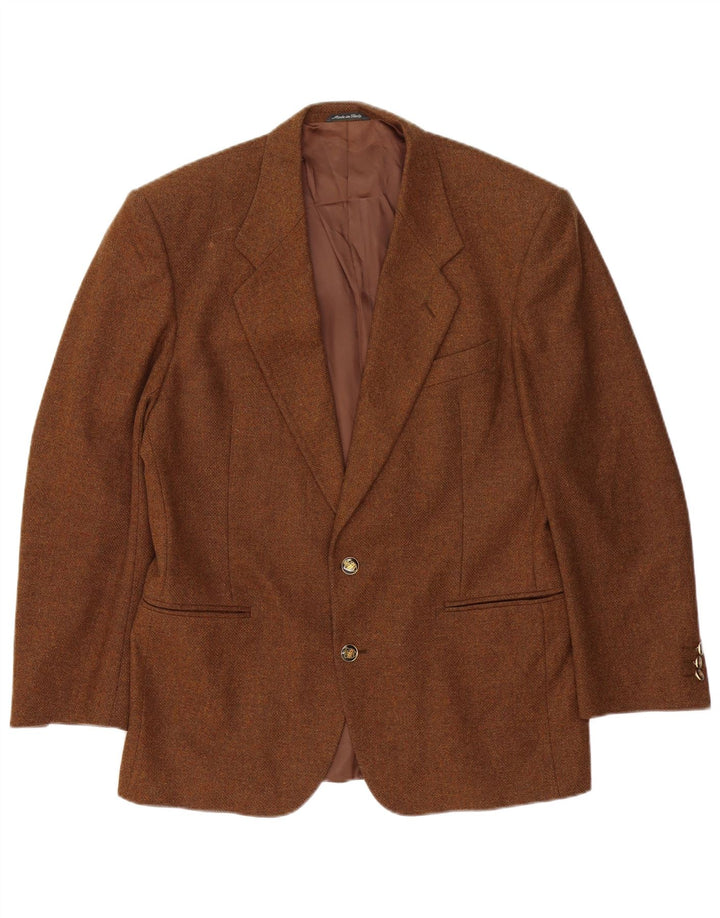 Giacca blazer da uomo a 2 bottoni Ferre IT 50 grande lana screziata marrone