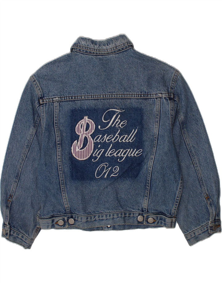 BENETTON Boys Graphic Denim Jacket 7-8 Years Large Blue Cotton Vintage Benetton and Second-Hand Benetton from Messina Hembry 