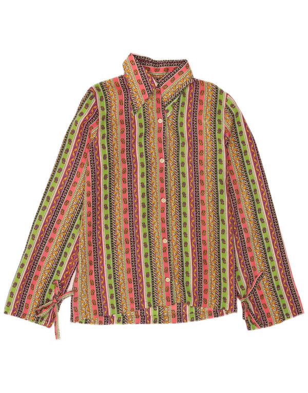 Camicetta camicia vintage da donna UK 12 floreale multicolore medio