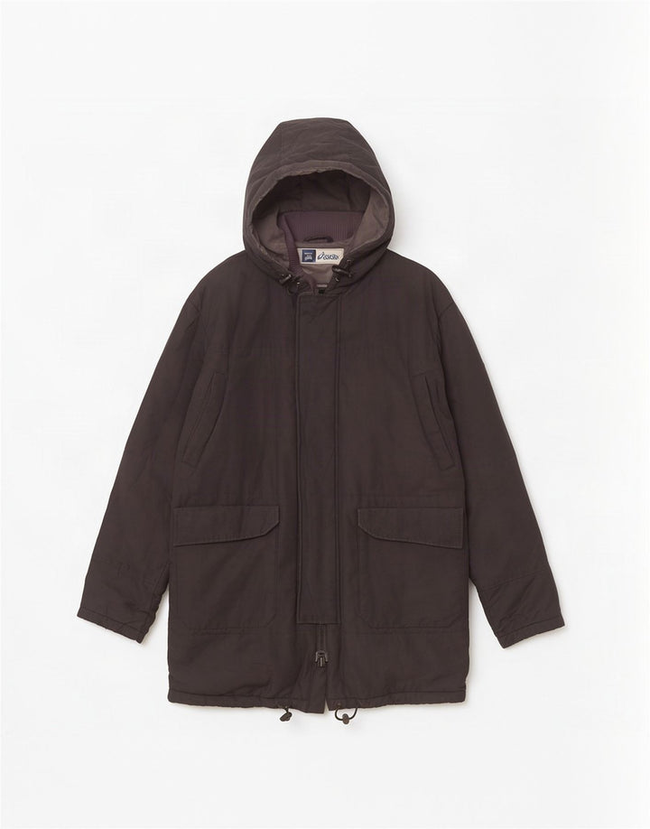 Giacca Parka con cappuccio da uomo Asics UK 40 grande nera