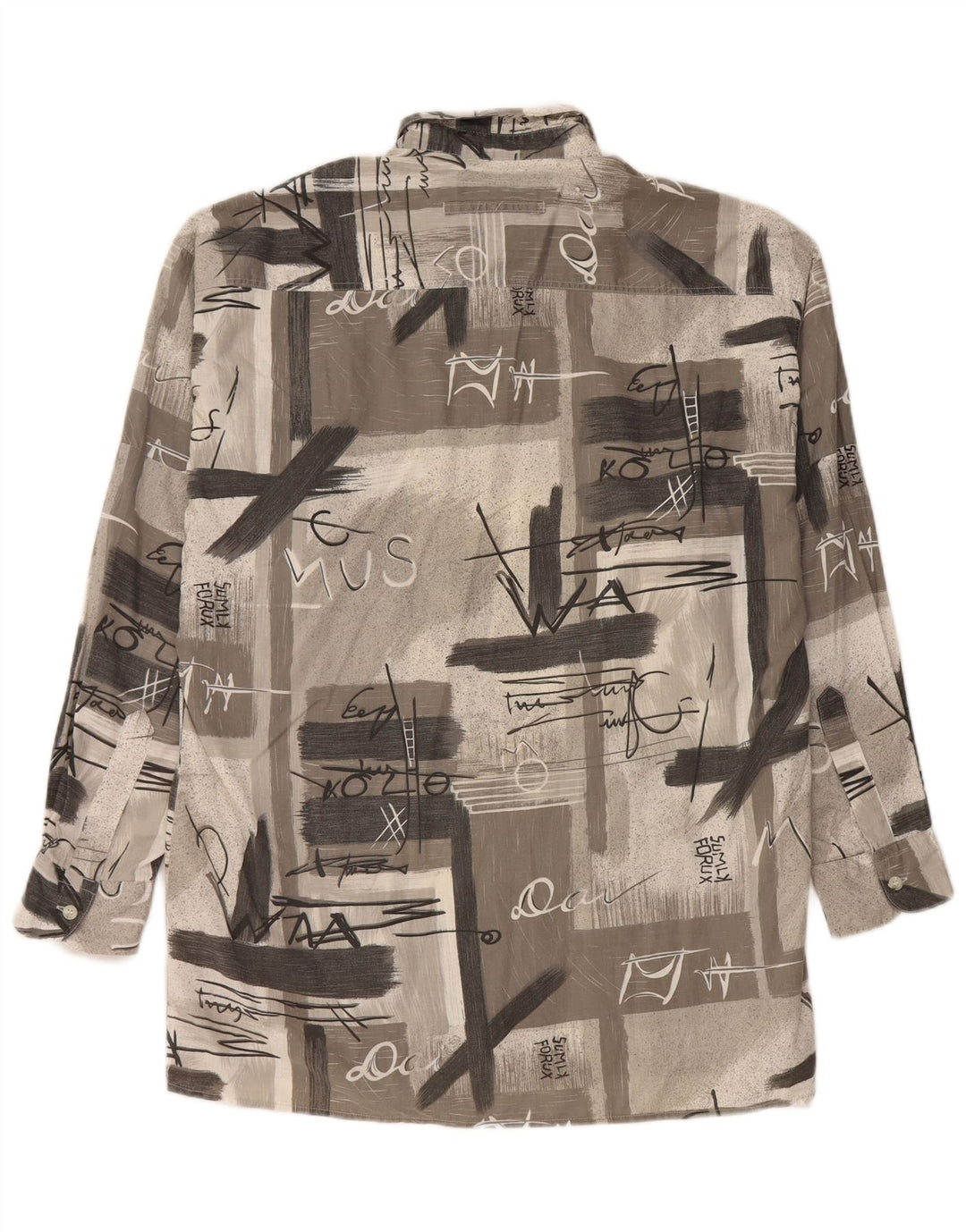 Camicia grafica da uomo vintage grande patchwork grigio