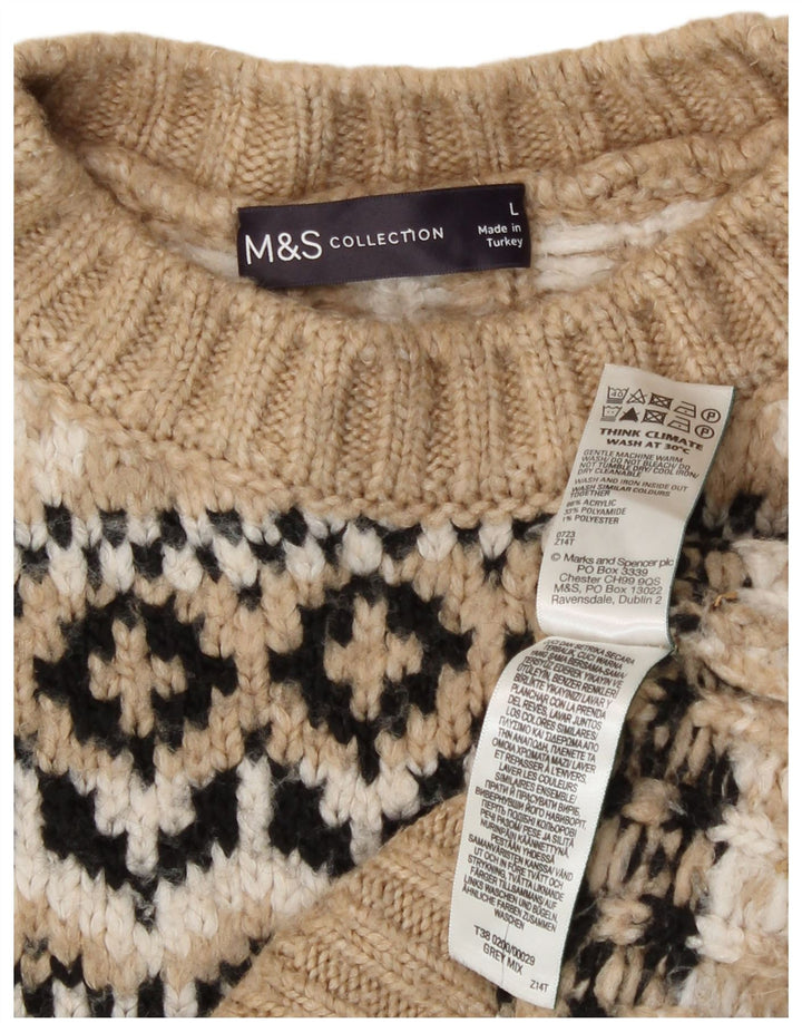 Maglione maglione girocollo corto da donna Marks & Spencer UK 14 grande Beige