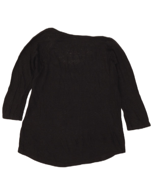 Top Zara Donna Manica 3/4 UK 12 Medio Nero