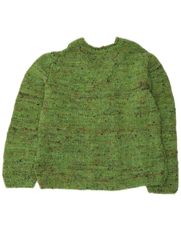 Maglione maglione con scollo a V da donna VINTAGE UK 18 XL verde screziato