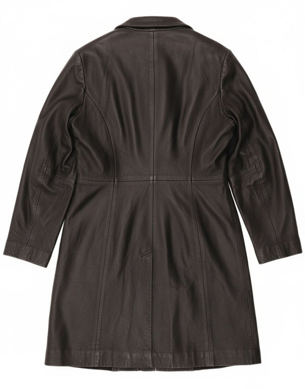 Soprabito in pelle da donna vintage UK 12 in pelle nera media