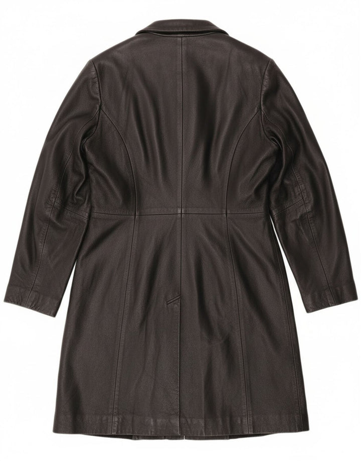 Soprabito in pelle da donna vintage UK 12 in pelle nera media