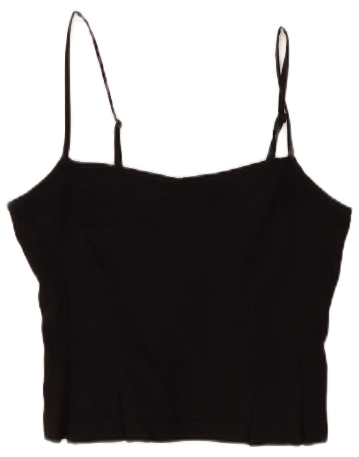 Canottiera corta da donna Peachy Den UK 12 cotone nero medio