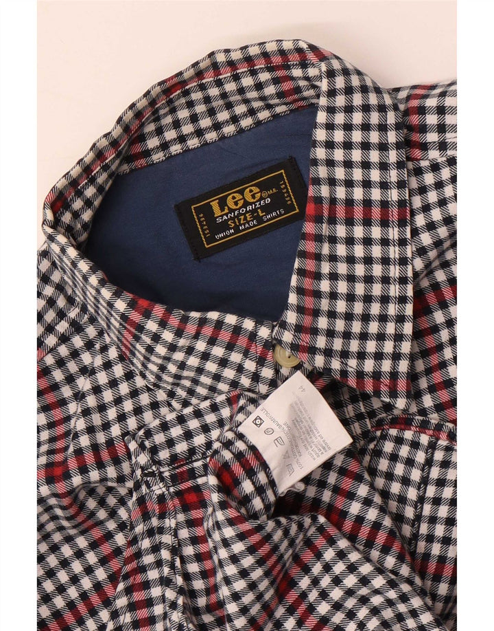 Camicia da uomo Lee grande in cotone a quadretti grigio