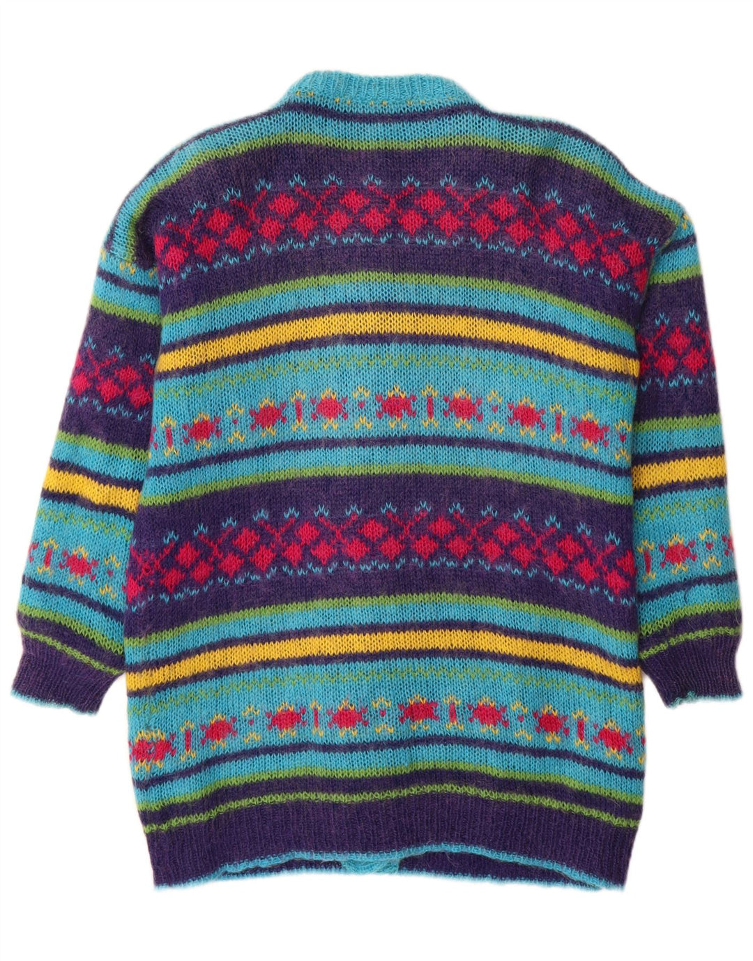 Maglione cardigan da donna vintage UK 14 Fair Isle medio multicolore