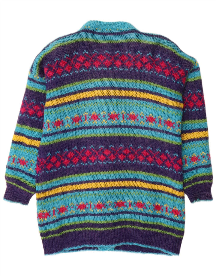 Maglione cardigan da donna vintage UK 14 Fair Isle medio multicolore
