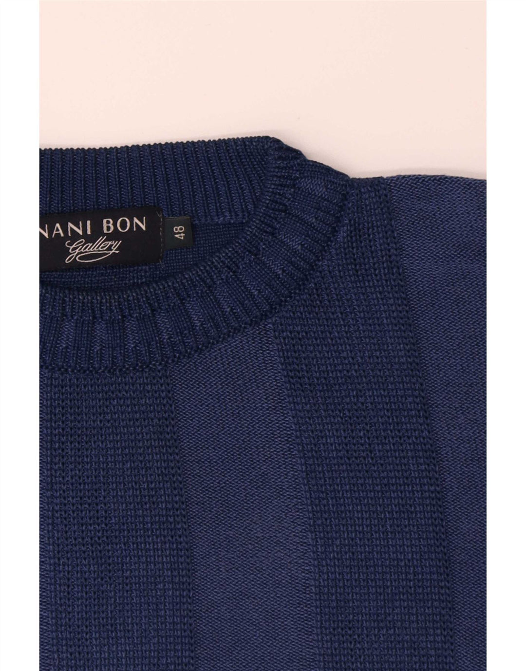 NANI BON Maglione girocollo da uomo IT 48 Rayon a righe blu navy medio