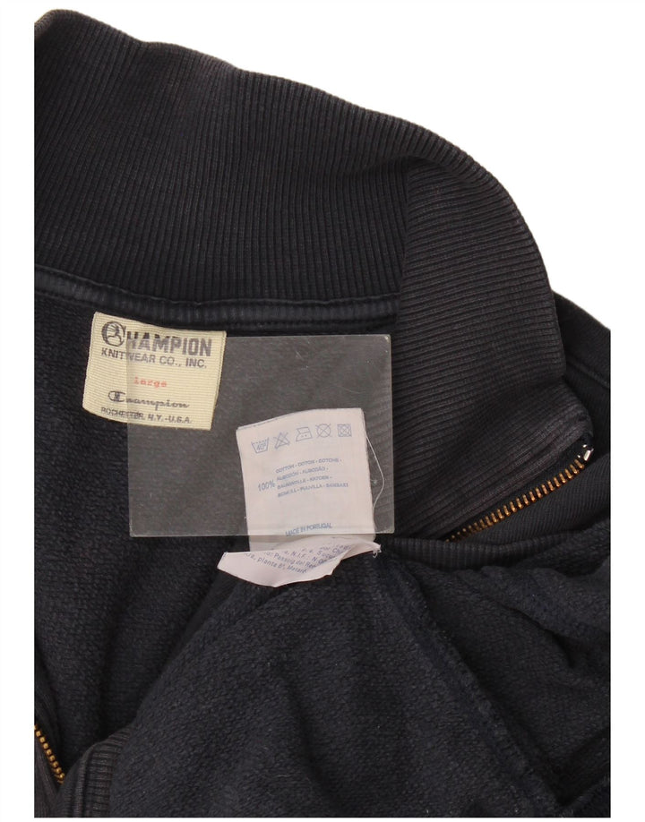 Felpa Champion da uomo con collo con zip, maglione grande, cotone blu navy