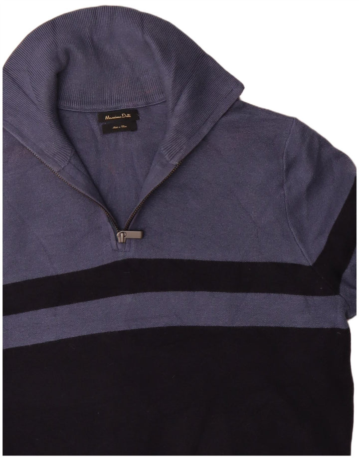Maglione maglione da donna con collo con zip Massimo Dutti UK 14 blu navy medio