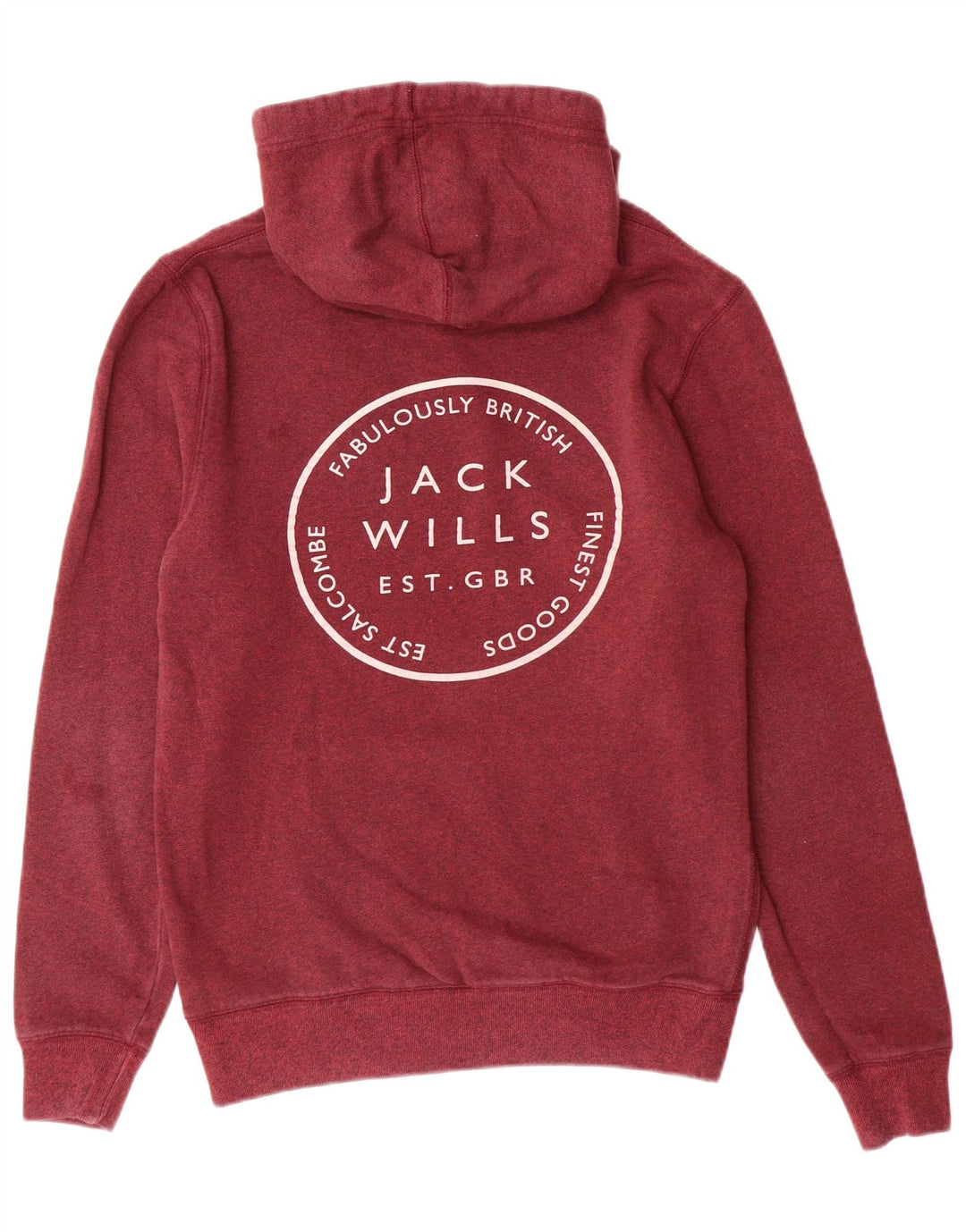JACK WILLS Felpa con cappuccio grafica da uomo Maglione piccolo in cotone screziato bordeaux