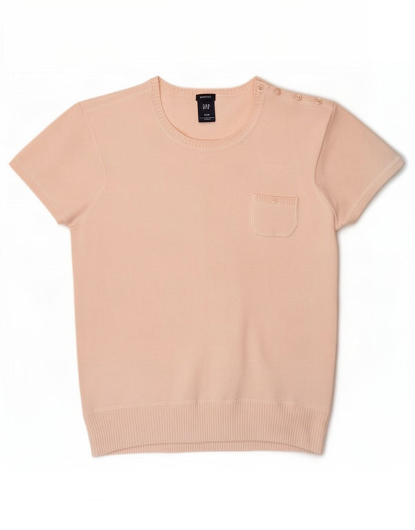 Maglione maglione girocollo a maniche corte da donna Gap UK 12 Cotone rosa medio