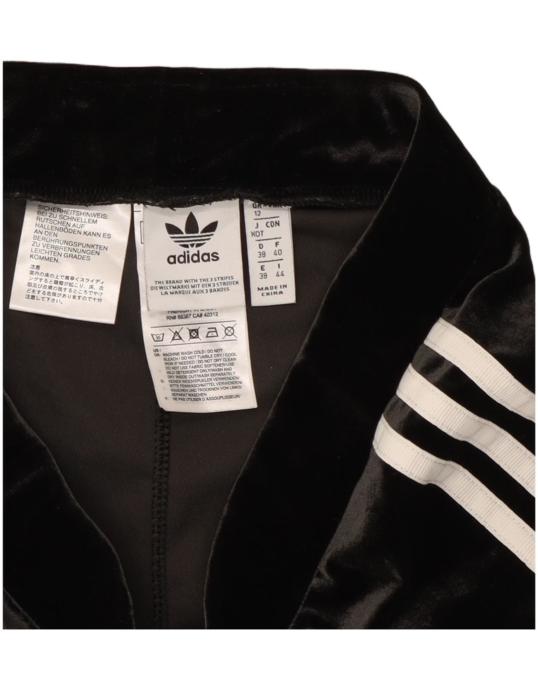 Leggings in velluto da donna Adidas UK 12 poliestere nero medio