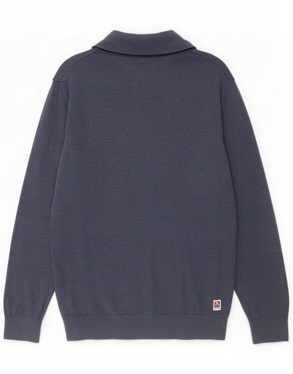 Maglione maglione con scollo a V da uomo Tommy Hilfiger grande cotone blu
