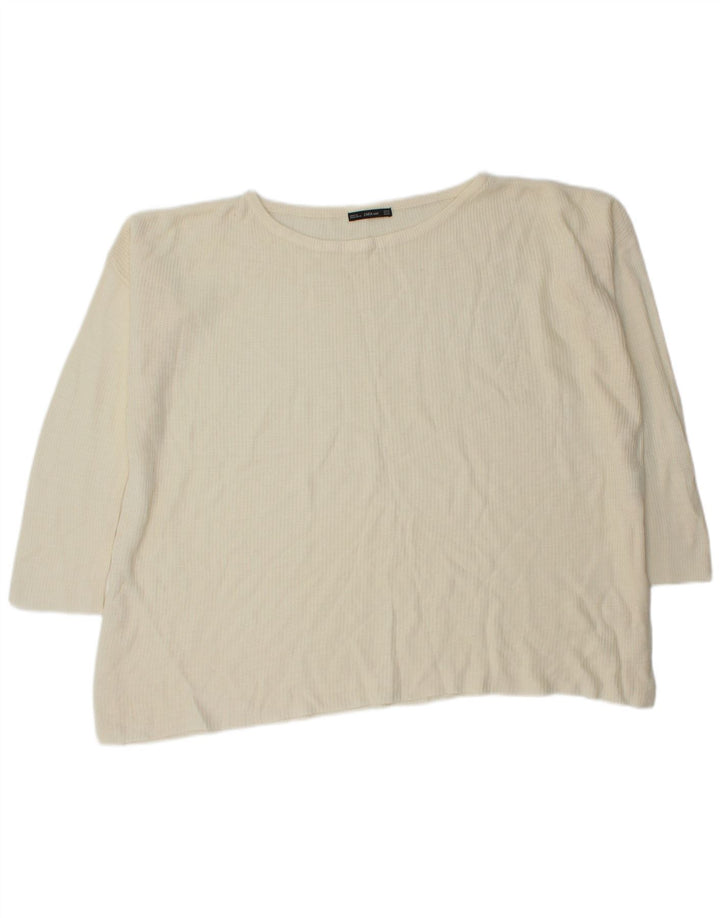 Maglione maglione oversize con scollo a barca da donna Zara UK 14 medio bianco sporco