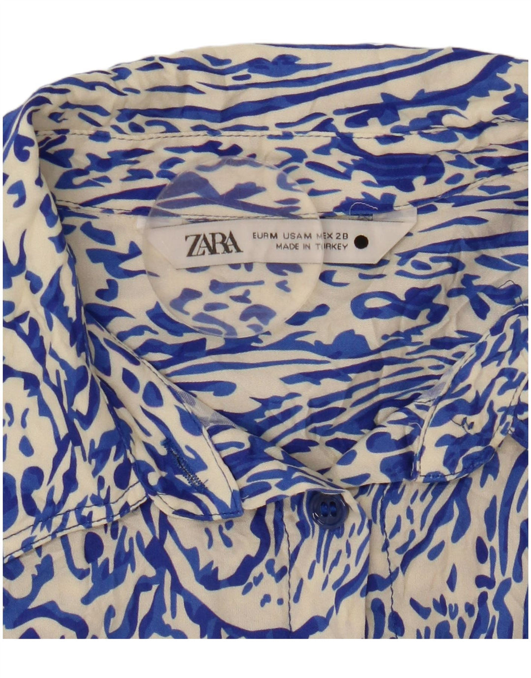 Camicia Zara da donna UK 14 blu medio con motivo cachemire