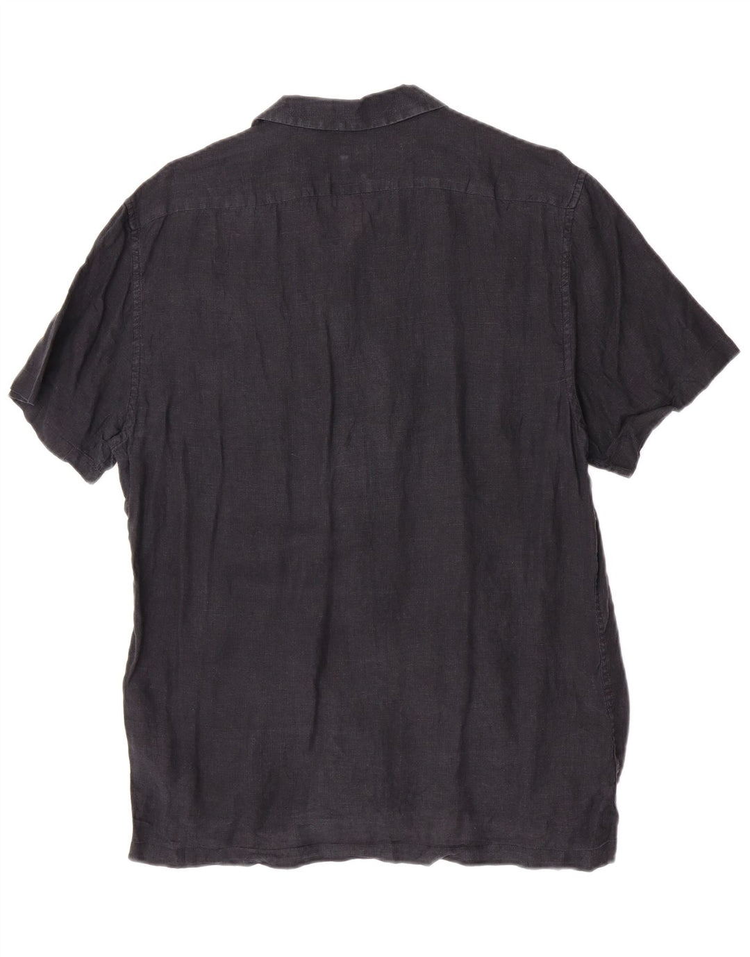 Camicia Reiss da uomo a maniche corte, vestibilità regolare, grande, in lino blu navy
