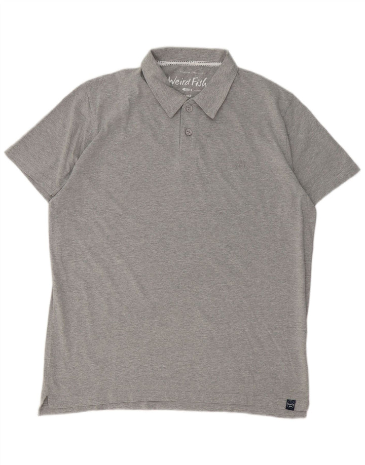 Polo da uomo Weird Fish grande in cotone grigio