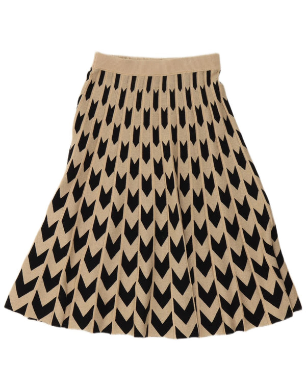 Gonna svasata in maglia da donna Hugo Boss media W30 lana geometrica beige