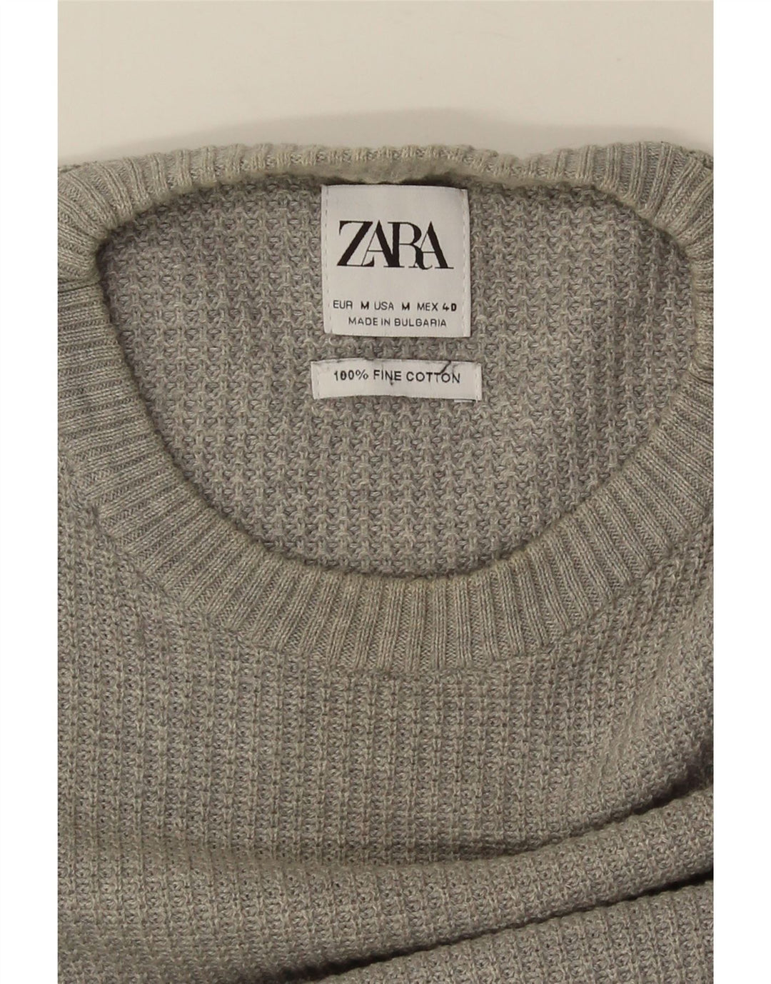Maglione ZARA da uomo girocollo in cotone grigio medio