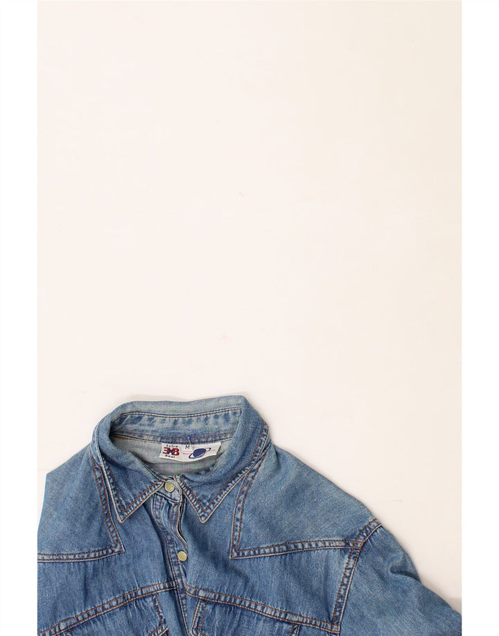 VINTAGE Womens Denim Shirt UK 14 Medium Blue Cotton Vintage Vintage and Second-Hand Vintage from Messina Hembry 
