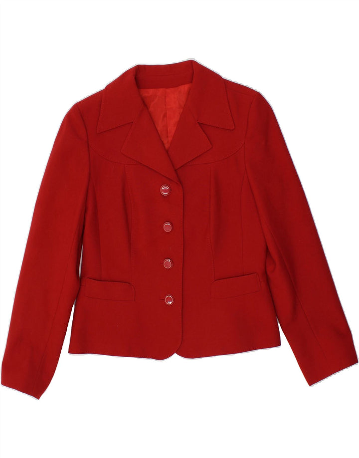 DORENE Womens 4 Button Blazer Jacket UK 12 Medium Red New Wool Vintage Dorene and Second-Hand Dorene from Messina Hembry 