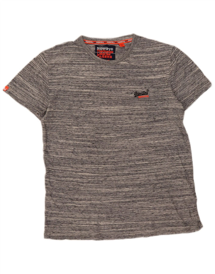 T-shirt da uomo Superdry Top grande in cotone chiazzato grigio
