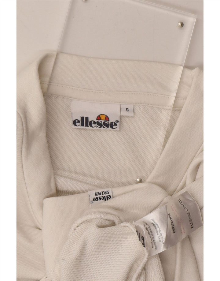 ELLESSE Womens Oversized Crop Graphic Sweatshirt Jumper UK 10 Small White