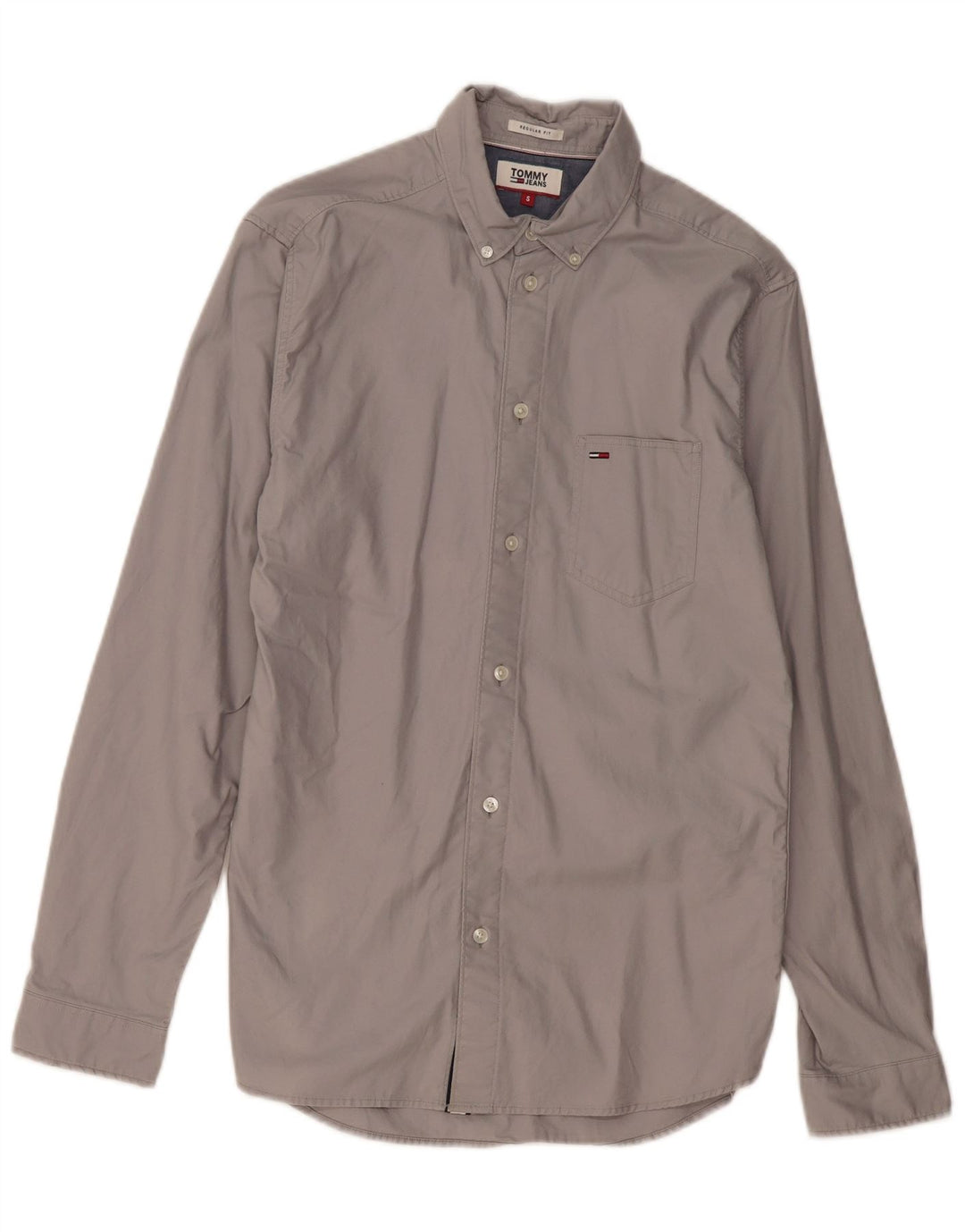 TOMMY HILFIGER Camicia da uomo vestibilità regolare piccola in cotone grigio