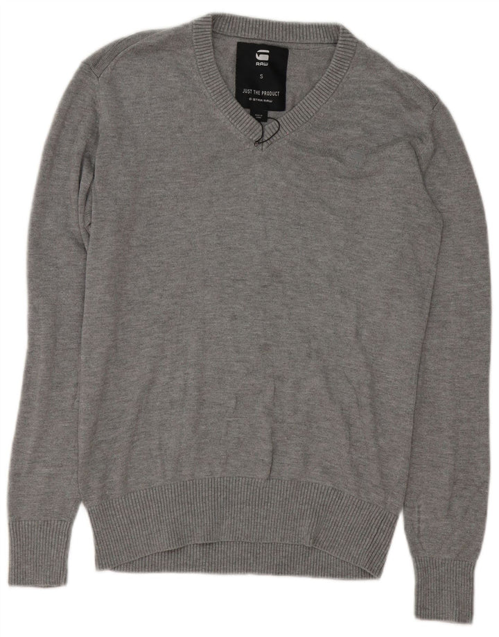 Maglione da uomo con scollo a V G-Star piccolo in cotone grigio